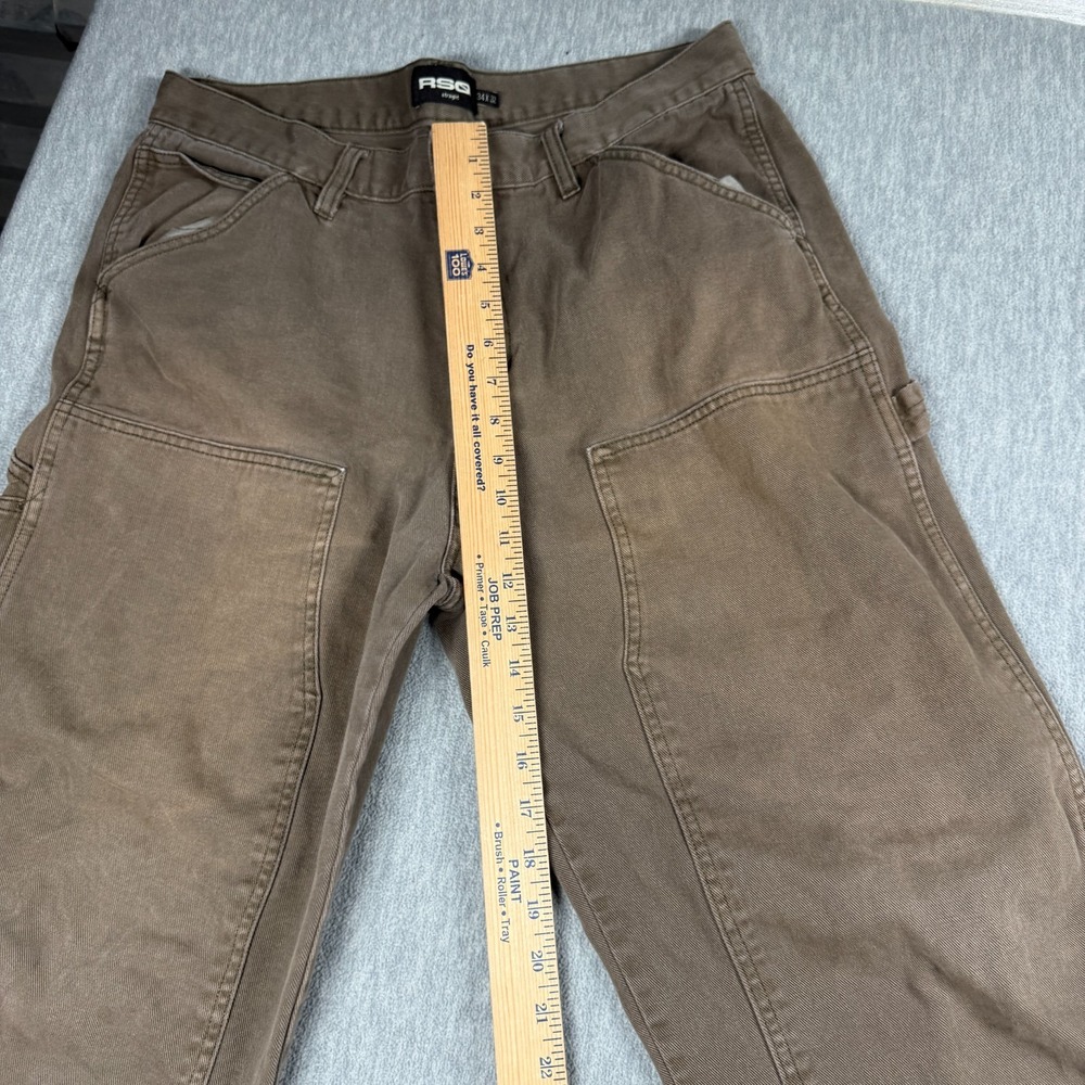 RSQ Pants Men 34x32 Brown Straight Carpenter Utility Work Denim Casual Cotton - Picture 6 of 10